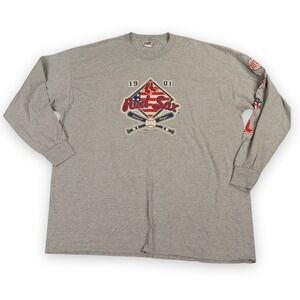 VTG Boston Red Sox Shirt Mens XXL Gray‎ Lee Sport Logo Arm Hits 2004 American